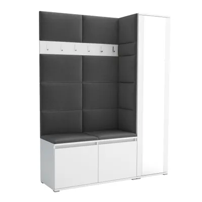 Produktbild von Garderobe LUTON 7 WHITE 15 - Farbe: weiß, moderne Garderobe 40x145x186cm, funktionelle Lösung für den Flur, Garderobe, Möbel für den Flur, Garderobenm