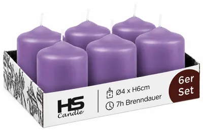 Image de Bougies à tête ronde Ø4cm x 6cm - Pack de 6 Violet