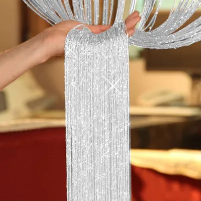 Produktbild von Glitzervorhang für Hotelzimmertürfenster – 200 cm x 100 cm (Silber)