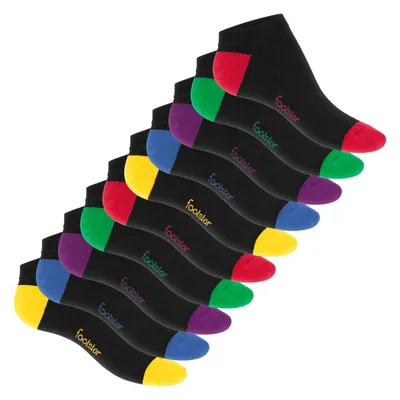 Produktbild von Footstar Damen und Herren Sneaker Socken (10 Paar) mit abgesetzter Ferse und Spitze - Schwarz 43-46