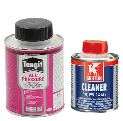 Produktbild von HAF - Tangit PVC-U Kleber Spezialkleber 250g Dose + Griffon PVC Reiniger / Cleaner 125ml | Spezialkleber & Spezialreiniger für Montage von PVC Rohr