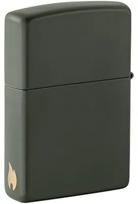 Produktbild von ZIPPO - Zippo Logo und Flammenmotiv - Grün Matte Sturmfeuerzeug nachfüllbar Benzin 60006303