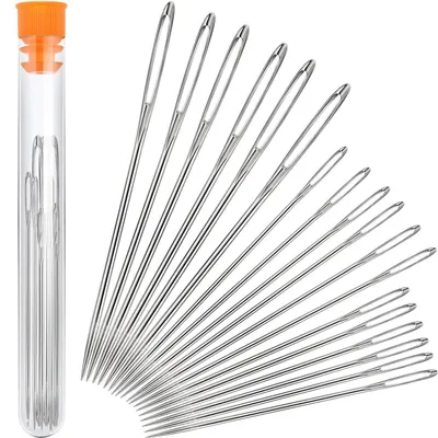 Produktbild von Nähnadeln mit großem Öhr, Stahl, 18 Stück, 3 Größen (5,3-7 cm)
