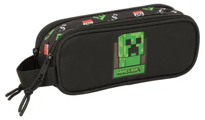 Produktbild von Safta Minecraft 21x8x6 Cm Double Mäppchen Schwarz  Mann Schwarz One Size