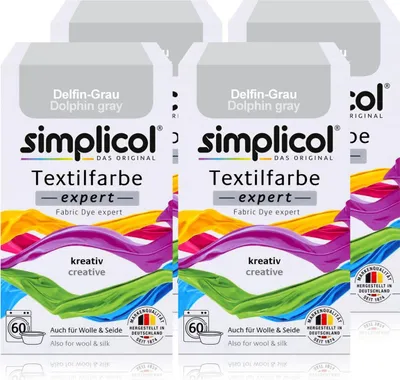 Produktbild von Simplicol Textilfarbe expert Delfin-Grau 150g - Farbe zum Färben (4er Pack)