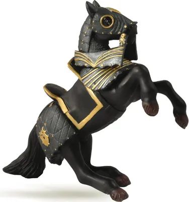 Immagine prodotto di Papo figura Cavallo nero con armatura 5cm - da 3 anni
