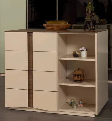 Produktbild von Beige Schlafzimmer Staukommode Designer 6-Schubladen Holzkommode