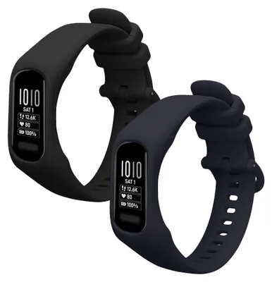 Produktbild von kwmobile 2x Uhrenarmband für Garmin vivosmart 5 / Smart 5 Armband - Fitnesstracker Band Set aus TPU Silikon - Ersatzarmband Smartwatch - Schwarz