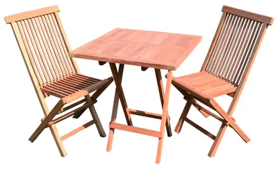 Produktbild von XL Teakholz Balkon-Set 3tlg. mit Tisch 80x80xm + 2 x Gartenstuhl Plantagenzucht