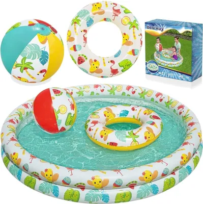 Obrázok produktu pre Detský bazén 3v1 122 x 20 cm + KRUH + LOPTIČKA Bestway 51124