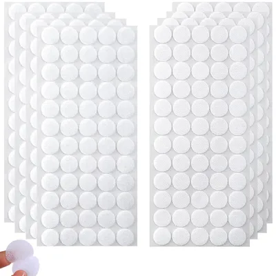 Selbstklebende Klettpunkte, Weiß, 20 Stück, Polyester/Nylon