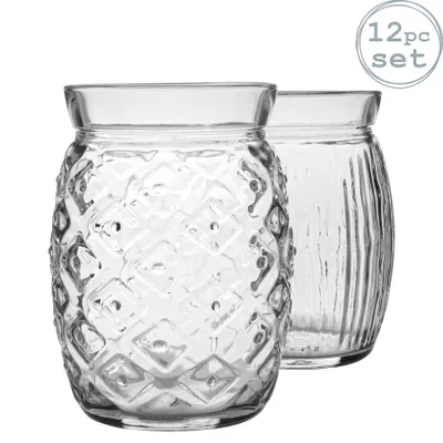 Produktbild von Bormioli Rocco 12 Stück Sweet and Sour Cocktail-Gläser-Set - Dekorative Tropical Tiki Bar Trinken Tumblers - 455ml, 440ml