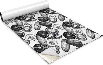 Produktbild von Selbstklebende Möbelfolie - Dekorationsfolie - Tischmöbel - Zuschneidbar - Schwarzes Und Weißes Gemüse - 100 x 50 cm