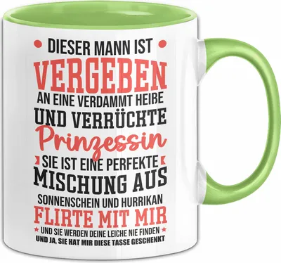 Produktbild von Vergebener Mann Tasse Geschenk Für Freund Eifersüchtige Freundin Geschenkidee Paare (Grün)