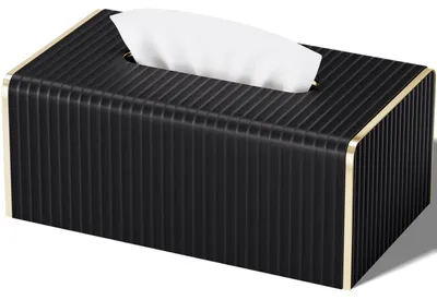 Immagine prodotto di Contenitore per fazzoletti cosmetici, in ecopelle, rettangolare, nero, 25x14,2x10 cm