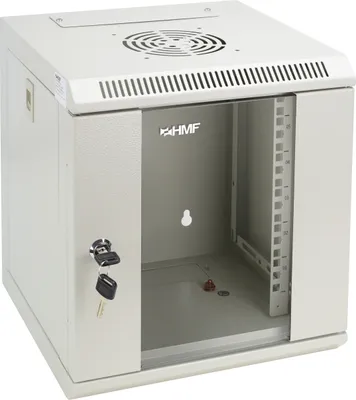 10 Zoll Serverschrank mit 6 Höheneinheiten von HMF mit 31.2 cm Breite in Lichtgrau