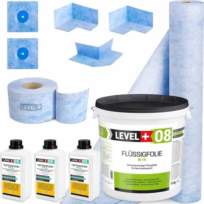 Produktbild von Dicht-Set Flüssigfoliefür 16kg Badabdichtung Dichtband Dichtbahn HQ LEVEL+ SET44