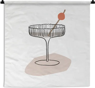 Produktbild von MuchoWow® Wandteppich Wandbehang Sommer - Glas - Strohhalm 150x150 cm Tapisserie Dekoration Wandtuch - Wohnaccessoires - Modernes
