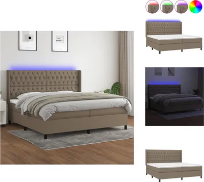 Produktbild von vidaXL Boxspringbett mit Matratze & LED Taupe 200x200 cm Stoff -  Betten & Bettgestelle