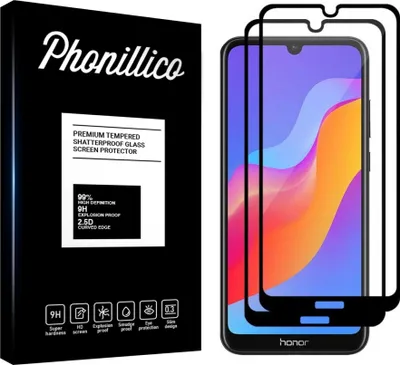 Zdjęcie produktu dla Szkło hartowane do Huawei HONOR 8A [2 sztuki] Ochraniacz ekranu z czarną folią krawędziową Szkło odporne na zarysowania Phonillico®