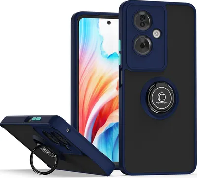 Image de Etui pour Oppo A79 5G étui en TPU translucide mat avec porte-anneau et support Bleu foncé