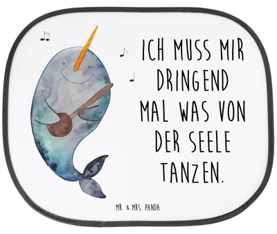 Produktbild von Mr. & Mrs. Panda Autoscheiben Sonnenschutz Narwal Gitarre - Weiß - Geschenk, Gespräche, für Auto, Wal, Sonnenblende, Scheibenschutz, Probleme, Tanzen, Fenster, Meer