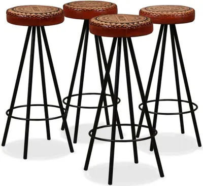Image de Tabourets de bar lot de 4 cuir véritable