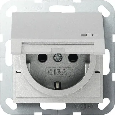 Produktbild von Gira 041426 Steckdose mit Klappdeckel + erhöhtem Berührungsschutz E2/Event alu