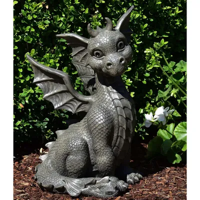 Produktbild von XXL Gartendrache sitzend Drache Figur Garten Gartenfigur 41 cm Gargoyle