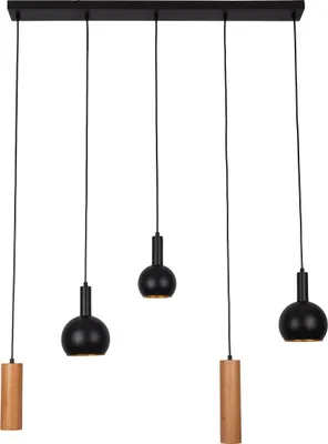 Produktbild von Näve Leuchten 5er Pendelleuchte "CUSCO" H: 150cm 5er Pendelleuchte "CUSCO" H: 150cm Pendelleuchte - 5er Pendelleuchte "CUSCO" H: 150cm, Hängelampe im Modern Style, ausMetall in schwarz, 150 cm hoch, Maße 95 x 15 cm, GU10-Fassung