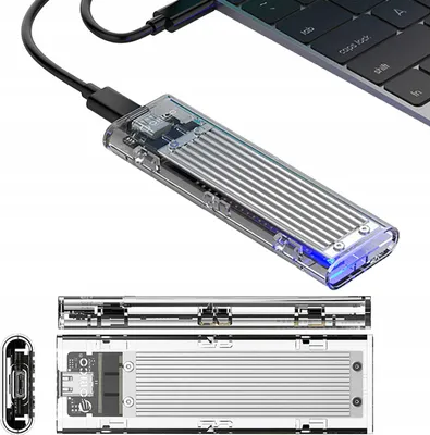 Zdjęcie produktu dla Kieszeń obudowa na dysk TCM2-C3 M.2 NVME na USB-C 10Gb/s - szaro-przezroczysta