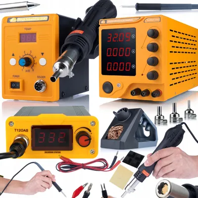 Zdjęcie produktu dla Rosfix Zestaw Serwisowy ProTech Trio v1 do Elektroniki (Stacja na Gorące Powietrze, Stacja Lutownicza T12, Zasilacz)