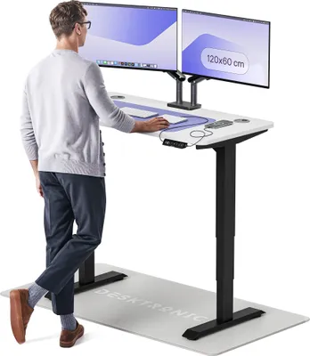 Zdjęcie produktu dla Desktronic HomePro elektryczne biurko z regulacją wysokości 120x60cm czarno-białe z funkcją pamięci, technologią antykolizyjną, portami ładowania USB-A i USB-C