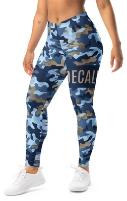 Produktbild von DECALVIBES Damen Leggings Basic Urban Side Blue Camouflage - M