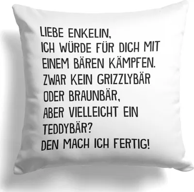 Produktbild von 22Feels Enkelin Geschenk von Oma Opa Mädchen Kissen Deko Kinderzimmer Dekoration Geburtstag Weihnachten Abitur Uni Abschluss Bachelor Master Wohnzimmer Schlafzimmer Couch
