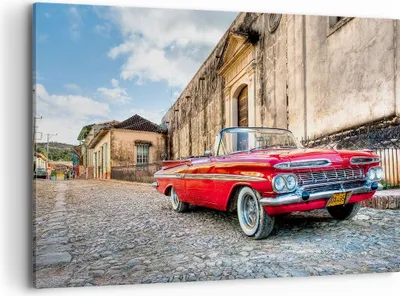 Produktbild von Bild auf Leinwand - Leinwandbild - Auto Klassiker Kuba Chevrolet - 120x80cm - Wand Bild - Wanddeko - Leinwanddruck - Bilder - Kunstdruck - Wanddekoration - Leinwand bilder - Wandkunst - AA120x80-0506