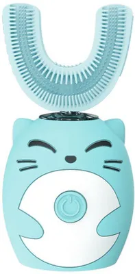Image de Brosse à dents électrique pour enfants en forme de U, bleue, étanche (IPX7), rechargeable, pour les enfants de 8 à 12 ans