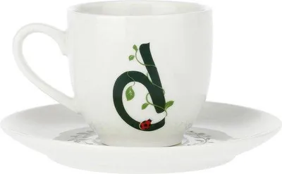 Image de Tasse à café en porcelaine de 3 oz avec soucoupe, lettre B