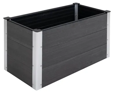 Produktbild von Hochbeet Pflanzkasten WPC & Aluminium Rechteckig Modern Pflanztrog Frostsicher & Wetterfest Grau 100x50x55,5 cm XL Blumenkübel für Garten & Terrasse
