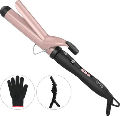 Zdjęcie produktu dla Pretfy 1,25-calowa lokówka do włosów Lokówka do włosów z regulacją temperatury i wyświetlaczem LCD Narzędzie do stylizacji włosów Automatyczny wyłącznik zapobiegający oparzeniom