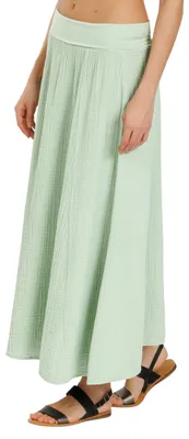 Produktbild von Caspar RO036 Damen Musselin Maxi Rock aus 100% Baumwolle | Langer A-Linie Sommerrock mit elastischem Stretchbund | Leichter Baumwollrock |  Italy