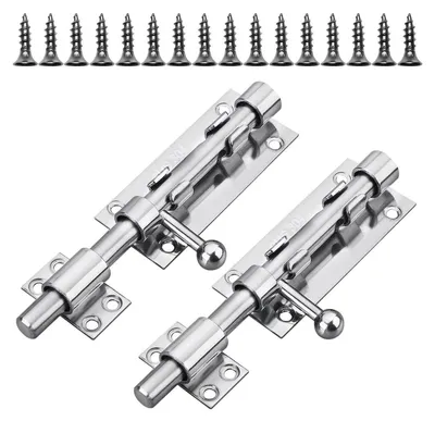 Immagine prodotto di Gancio di sicurezza, 2 pezzi, 160 mm, acciaio inossidabile, argento, con foro per lucchetto