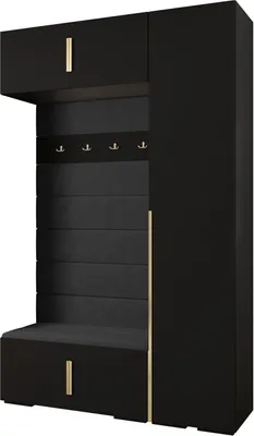 Produktbild von MEBLE KRYSPOL Inova 1 Möbelset Garderobe, 236,7x150x47cm - Schwarz, Manila 18, Gold