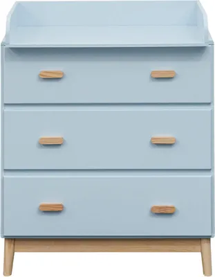 Produktbild von Rebecca Mobili Wickeltisch Deble 100x80x42 MDF Holz Hellblau Braun Skandinavisch