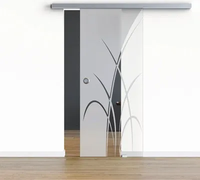 Produktbild von Pertura Glasschiebetür Komplettset Glera Green 02 775x2175 mm Rechts inkl.Beschlag Selir Aluminium Edelstahloptik,Griffm