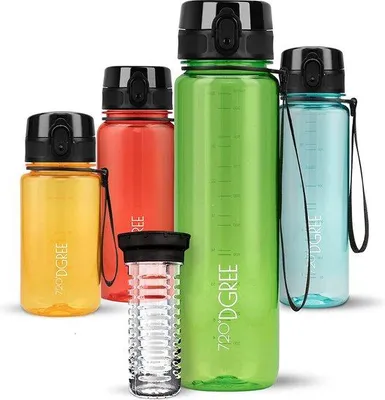 Produktbild von Unyqoos® uberBottle CrystalClear – Trinkflasche mit Fruchteinsatz, 1 L, BPA-frei, Tritan, leicht & bruchsicher für Uni, Sport, Fitness, Fahrrad & Outdoor