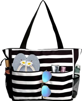 Produktbild von Strandtasche Damen mit Reißverschluss, Große Strandtasche xxl Familie, Badetasche Damen Wasserdicht, Beach Bag Tote Bag für Strand Reisen Pool Fitnessstudio