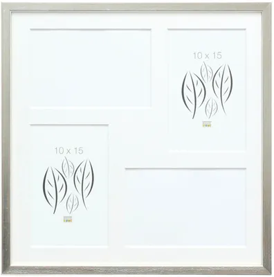Zdjęcie produktu dla Deknudt drewniana ramka galeryjna S41JD1 srebrna 4 zdjęcia 10x15 cm 31,4x31,4 cm
