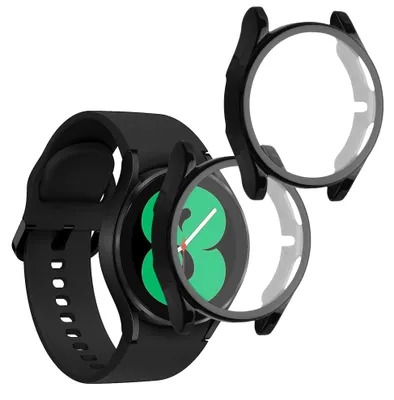 Produktbild von kwmobile 2x Silikon Hülle für Samsung Galaxy Watch 4 (40mm) Schutzhülle - Fullbody Display Cover Set aus Silikon - Schwarz Schwarz
