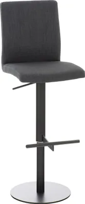 Immagine prodotto di Sgabello moderno - Sgabello - Rivestimento in tessuto regolabile in altezza e confortevole | Colore della base: nero | Colore: grigio scuro